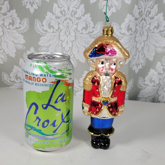 Vintage Hand Blown Glass Ornament Nutcracker with Glitter Accents  6.5" Tall - Picture 3 of 10